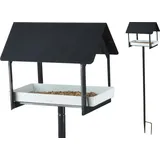 Esschert Design Futterhaus, auf Stab, in anthrazit/weiß, aus dem Material „Metall“, 19,2 x 28,9 x 126,0 cm