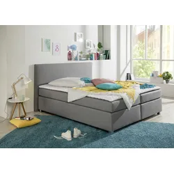 Boxspringbett INOSIGN "Eliana", grau, B:207cm L:210cm, Komplettbetten, Boxspringbett, inkl. Topper, in 4 Breiten, 3 Matratzenarten und 2 Härtegraden