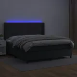 vidaXL Boxspringbett mit Matratze & LED Schwarz 180x200 cm Kunstleder