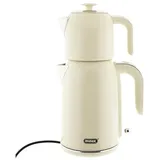 Mulex Tee Express Teekocher 2200W - 2-in-1 Wasserkocher mit Teekanne 1,7L + 1 L, Beige