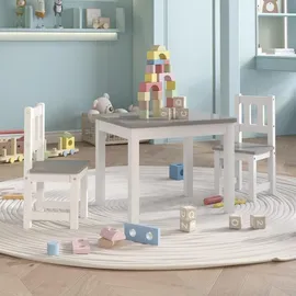 vidaXL Kindersitzgruppe 3-tlg. MDF  grau/weiß