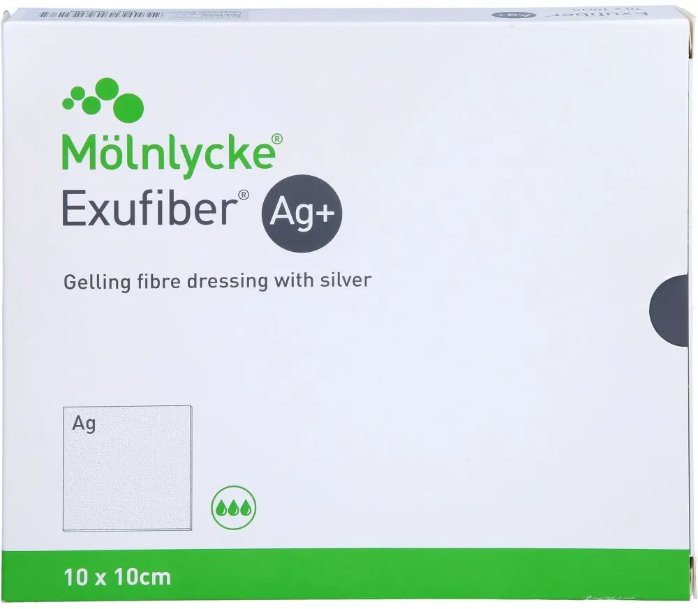 EXUFIBER Ag+ 10x10 cm gelbild.Faserverb.m.Silber 10 St
