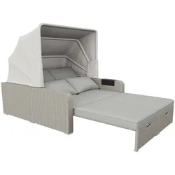 Merax Polyrattan Gartenmöbel für 2 Personen, Gartensofa, Loungesofa, Khaki