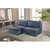 Fun Möbel Ecksofa Schlafsofa AMALIA Stoff Raven, Rundumbezug, inkl. Bettkasten blau