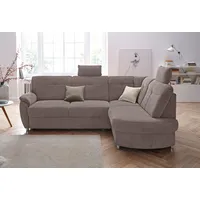 Ecksofa SIT & MORE "Sonoma L-Form" Sofas Gr. B/H/T: 246cm x 91cm x 176cm, Luxus-Microfaser, Ottomane rechts, mit Bettfunktion-mit Bettkasten, grau (taupe) wahlweise mit Bettfunktion und Bettkasten