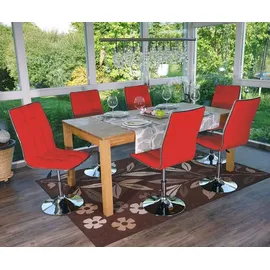 Mendler 2er-Set Esszimmerstuhl HWC-C41, Stuhl Küchenstuhl, höhenverstellbar drehbar, Kunstleder - rot