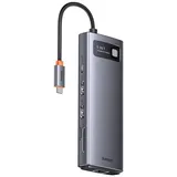 Baseus Metal Gleam Series 9-in-1 Multifunctional Type-C HUB Docking Station (USB-C, 9 Ports), Dockingstation + USB Hub, Grau