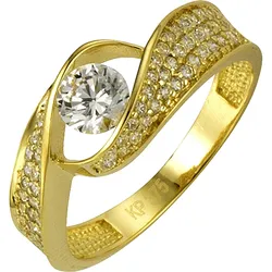 Fingerring »375 Gold mit Zirkonia weiß«, 574003-60 gelb + weiß
