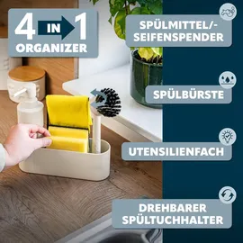 ELUNO Spülbecken Organizer 22 x 21 x 6,5 cm Beige/Weiß