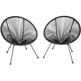 Tectake 2er Set Gartenstuhl 70,5 x 69 x 78 cm schwarz