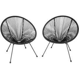 Tectake 2er Set Gartenstuhl 70,5 x 69 x 78 cm schwarz