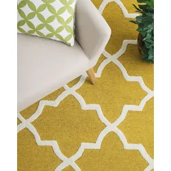 Teppich gelb 160 x 230 cm marokkanisches Muster Kurzflor SILVAN