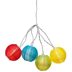 KONSTSMIDE LED-Lichterkette, weiß, Dioden 20 St. Flammen 20 St., Kabellänge 10m x Gesamtlänge 14,75m, Lichterketten, LED Dekolichter, pinke/blaue/grüne/gelbe Plastikreiskugeln, 20 Dioden