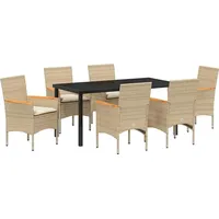vidaXL Garten Essset mit Kissen Beige Poly-Rattan