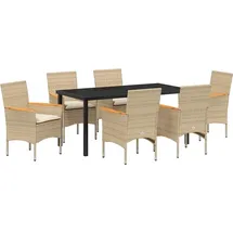vidaXL Garten Essset mit Kissen Beige Poly-Rattan