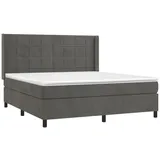 vidaXL Boxspringbett mit Matratze & LED Dunkelgrau 180x200 cm Samt