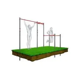 K-Sport Stationäre Outdoor Klimmzugstange + Dip Station bis 150 kg belastbar dunkelgrau|ROT No Size