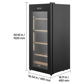 Vevor Weinkühlschrank für 32 Flaschen, Freistehender Flaschenkühlschrank mit Doppelzonen, Einstellbarer Temperatur von 5 °C bis 18 °C und Glastür, für Hausbar, Büro, Bar, Rotwein, Weißwein, Champagner