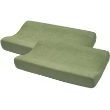 Meyco Baby Wickelauflagenbezug Frottee - 2er Pack - 50x70cm - Spannbetttuch Wickelunterlage - 80% Baumwolle - Oeko Tex zertifiziert - weich - waschmaschinenfest - Olive Grün