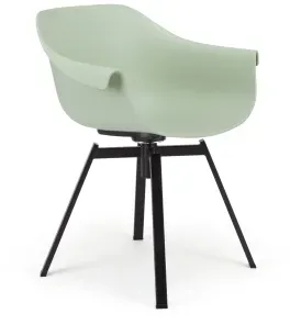 Niehoff Tulip Schalensessel drehbar Sitzschale pastel green, Gestell 4-Fuß schwarz