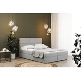 Kaiser Boxspringbett mit bettkasten matratze BALI stoff Mat Velvet Hellgrau 160x200 cm