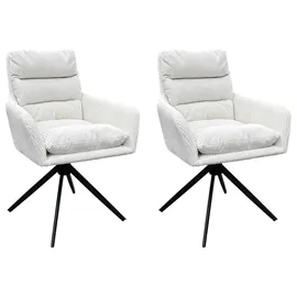 byLIVING Esszimmerstuhl Pura Cordbezug off-white schwarz 2er Set