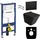 LaVita WC Set: Geberit Duofix Basic Vorwandelement + Wand Tiefspül WC Lago Schwarz Spülrandlos + WC Sitz + Bedienplatte Delta 25 Schwarzer Knopf Komplettset Unterputz Spülkasten Toilette Komplett Sett