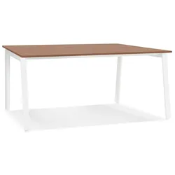 Kadima Design Arbeitstisch Holz & Metall | 160x160 cm | Meeting Robust Stilvoll | Braun-Weiß | Bürotisch