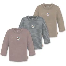 normani Outdoor Sports 3er Pack Baby Merino Longsleeve Taupo in Beige/Grau/Rosa | Gr.: 110/116