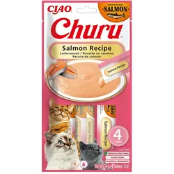 INABA Churu Cat Salmon 4x14g cremiges Katzenleckerli mit Lachsgeschmack