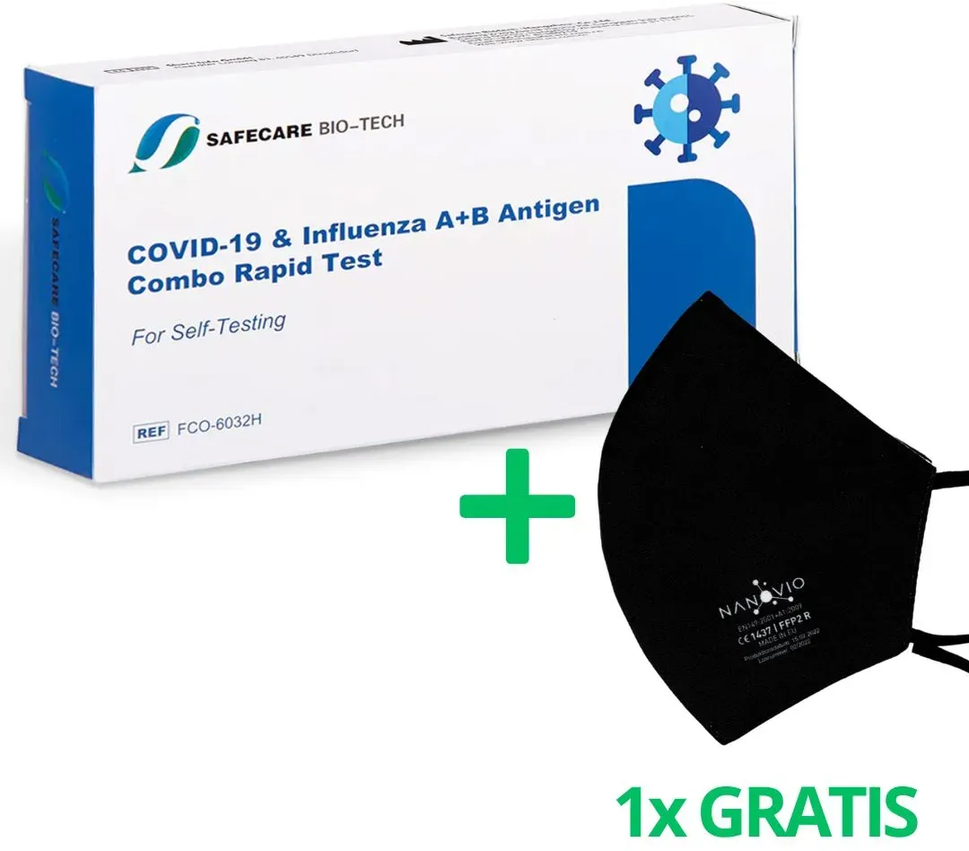 3in1 Safecare Influenza A+B Antigen + Covid-19 Combo Rapid Test Gratis Nanovio Ffp2 Teststreifen 10 St