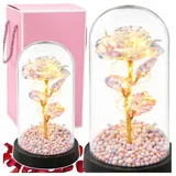 Wisam® Aufbewahrungsbox Ewige Rose Glaskuppel LED Kristall 21,5 cm 1-tlg. rosa