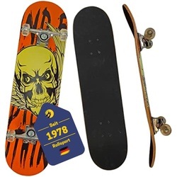 Best Sporting Skateboard Totenkopf I Skate-Board mit ABEC 7 Kugellager I hochwertige Skateboards aus Holz & Aluminum I Skateboard Erwachsene I 78,5 x 20,4 cm Skateboard Deck mit Totenkopf