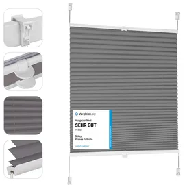 Sekey Plissee ohne Bohren Verdunkelung, Fenster Plissee Klemmfix Jalousie 55 cm breit, Verspannt Blickdicht Sonnenschutz Fensterollo, Dunkelgrau