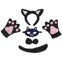 Petitebelle Stirnband Bowtie Schwanz Handschuhe Maske 5pc Kostüm Einheitsgröße Schwarze Katze