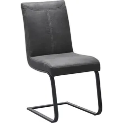 Freischwinger K+W KOMFORT & WOHNEN "Floyd", grau (anthrazit 81, roheisen schwarz lackiert), B:47cm H:96cm T:62cm, 760: Microfaser, 100% Polyester, Stühle, Kontrastnaht, Freischwingergestell aus Vierkantrohr Roheisen schwarz
