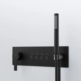 Steinberg Serie 390 Dusch-/Wannenarmatur, Einhebelmischer, Stabhandbrause, 4 Verbraucher, 39022422S Farbe: Schwarz Matt