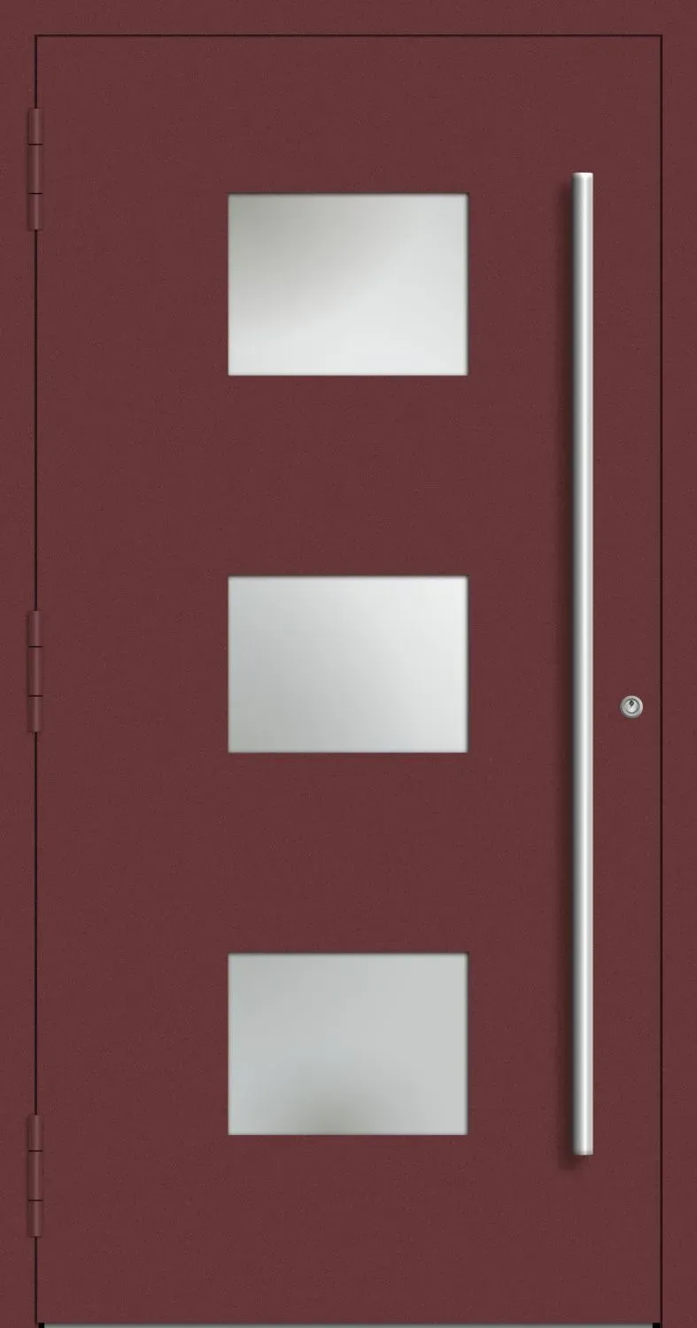 Aluminium Haustür "MARGARETE" 90 mm RC2 Rotbraun RAL 8012 außen öffnend DIN links