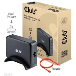 Club 3D Reiseladegerät 240 Watt GaN-Technologie, 4 x USB Typ-C, Power Delivery (PD) 3.1 und PPS-Unterstützung