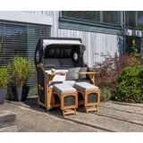 deVries Teak-Strandkorb XL - 140x161x160cm - schwarz - Holz / Polyethylen / Polyurethan