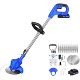 Elektro Rasentrimmer Akku Rasentrimmer 21V Motorkopf Neigbar Rasenkantenschneider Akku Kantenschneider Teleskopierbar Akku Trimmer Kantenschneider Rasen mit 1500mAh Akkus und Ladegerät, inkl.Sägeblatt