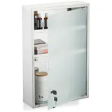 Relaxdays Medizinschrank, 3 Fächer, abschließbar, HBT: ca. 58x38x13cm, Edelstahl, Arzneischrank, Hausapotheke, Silber