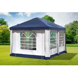 Gartenpavillon 3x4m PVC Polyester Blau Partyzelt Wasserdicht Fenster Festzelt