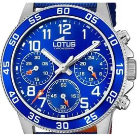 Lotus Junior 36 mm Edelstahl blau Lederarmband blau-orange