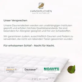 HANSKRUCHEN GmbH HANSKRUCHEN Daunendecke 200x200 cm extra Leicht 100% Daunen waschbar Allergiker Sommerdecke atmungsaktiv Bettdecke weiß - Weiß