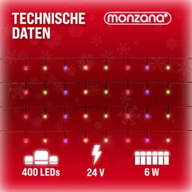monzana Lichtervorhang LED 400 LED 40 m Bunt