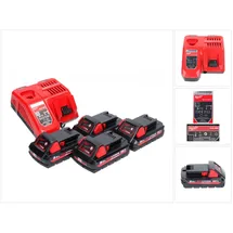 Milwaukee M18 NRG-304 Akku Starter Set High Output 4x 18 V 3,0 Ah