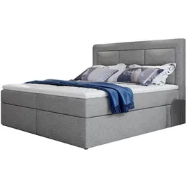 Best For Home Boxbett, Hellgrau, Holz, Höhe ca. 15 cm, Rechteckig, 160x200 cm, Schlafzimmer, Betten, Boxspringbetten