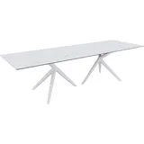 DeLife Esstisch Edge 300x100 Keramik Laminam®Statuarietto Weiß Estelar rund Metall Weiß