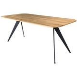 Lomadox Esstisch 160x90cm mit runder Kante, Wildeiche massiv geölt, Metallfußgestell, TISDALE-69